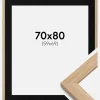 Ramme Oak Wood 70x80 cm - Passepartout Sort 60x70 cm