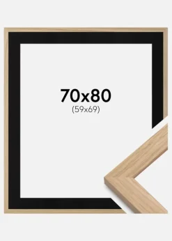Ramme Oak Wood 70x80 cm - Passepartout Sort 60x70 cm