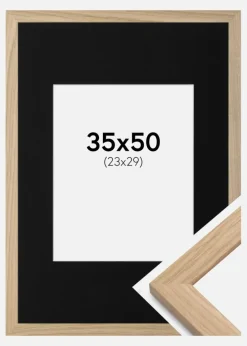 Ramme Oak Wood 35x50 cm - Passepartout Sort 24x30 cm