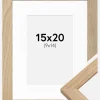 Ramme Oak Wood 15x20 cm - Passepartout Hvid 10x15 cm