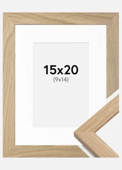 Ramme Oak Wood 15x20 cm - Passepartout Hvid 10x15 cm