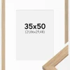 Ramme Oak Wood 35x50 cm - Passepartout Hvid 9x12 inches
