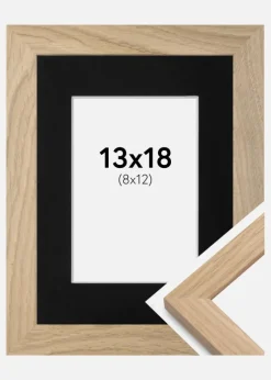 Ramme Oak Wood 13x18 cm - Passepartout Sort 9x13 cm