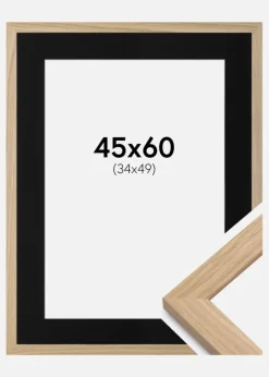 Ramme Oak Wood 45x60 cm - Passepartout Sort 35x50 cm