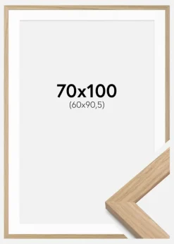 Ramme Oak Wood 70x100 cm - Passepartout Hvid 61x91,5 cm