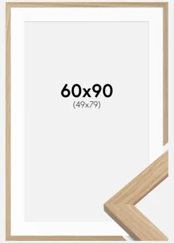 Ramme Oak Wood 60x90 cm - Passepartout Hvid 50x80 cm