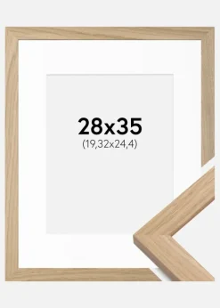 Ramme Oak Wood 28x35 cm - Passepartout Hvid 8x10 inches