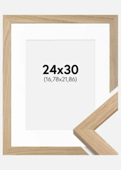 Ramme Oak Wood 24x30 cm - Passepartout Hvid 7x9 inches
