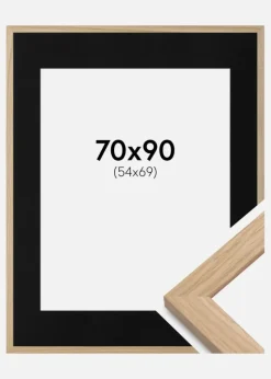 Ramme Oak Wood 70x90 cm - Passepartout Sort 55x70 cm