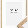 Ramme Oak Wood 30x40 cm - Passepartout Hvid 8x12 inches