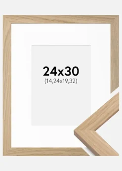 Ramme Oak Wood 24x30 cm - Passepartout Hvid 6x8 inches