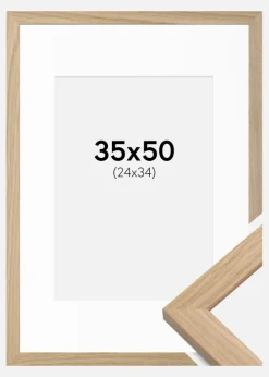 Ramme Oak Wood 35x50 cm - Passepartout Hvid 25x35 cm