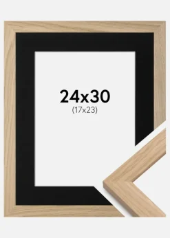 Ramme Oak Wood 24x30 cm - Passepartout Sort 18x24 cm