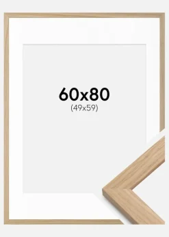 Ramme Oak Wood 60x80 cm - Passepartout Hvid 50x60 cm