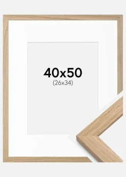Ramme Oak Wood 40x50 cm - Passepartout Hvid 27x35 cm