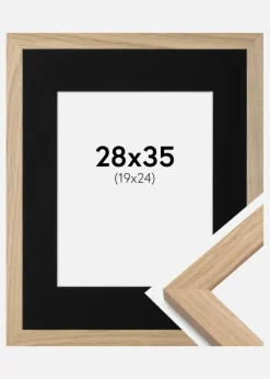 Ramme Oak Wood 28x35 cm - Passepartout Sort 20x25 cm