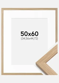 Ramme Oak Wood 50x60 cm - Passepartout Hvid 14x18 inches