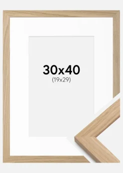 Ramme Oak Wood 30x40 cm - Passepartout Hvid 20x30 cm