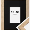 Ramme Oak Wood 13x18 cm - Passepartout Sort 7x10 cm