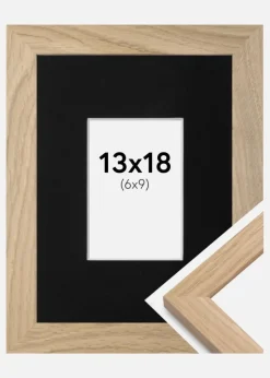 Ramme Oak Wood 13x18 cm - Passepartout Sort 7x10 cm