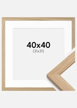 Ramme Oak Wood 40x40 cm - Passepartout Hvid 32x32 cm