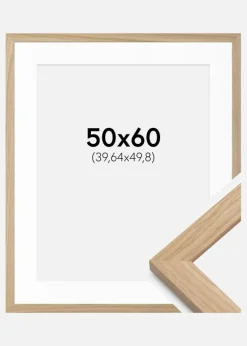 Ramme Oak Wood 50x60 cm - Passepartout Hvid 16x20 inches