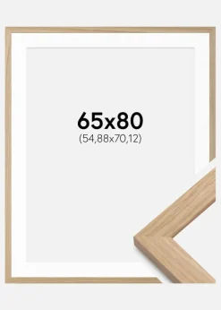 Ramme Oak Wood 65x80 cm - Passepartout Hvid 22x28 inches