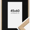 Ramme Oak Wood 45x60 cm - Passepartout Sort 12x18 inches