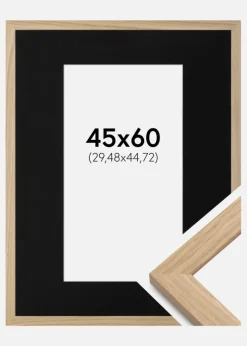 Ramme Oak Wood 45x60 cm - Passepartout Sort 12x18 inches