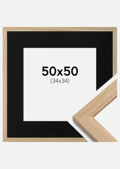 Ramme Oak Wood 50x50 cm - Passepartout Sort 35x35 cm