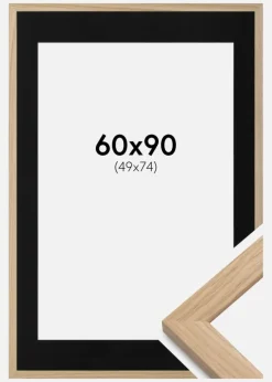 Ramme Oak Wood 60x90 cm - Passepartout Sort 50x75 cm