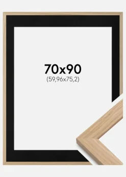 Ramme Oak Wood 70x90 cm - Passepartout Sort 24x30 inches