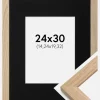 Ramme Oak Wood 24x30 cm - Passepartout Sort 6x8 inches