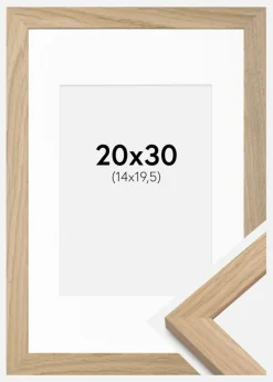 Ramme Oak Wood 20x30 cm - Passepartout Hvid 15x21 cm (A5)