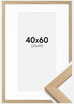 Ramme Oak Wood 40x60 cm - Passepartout Hvid 25x50 cm