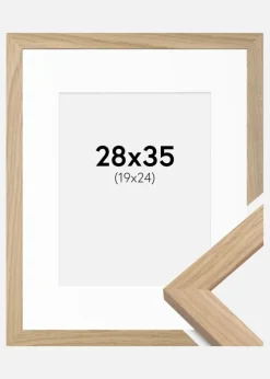 Ramme Oak Wood 28x35 cm - Passepartout Hvid 20x25 cm