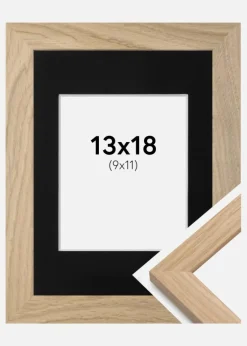 Ramme Oak Wood 13x18 cm - Passepartout Sort 10x12 cm