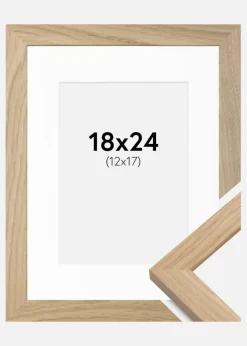 Ramme Oak Wood 18x24 cm - Passepartout Hvid 13x18 cm