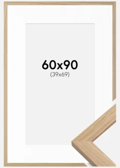 Ramme Oak Wood 60x90 cm - Passepartout Hvid 40x70 cm