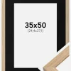 Ramme Oak Wood 35x50 cm - Passepartout Sort 10x15 inches
