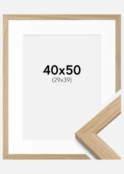 Ramme Oak Wood 40x50 cm - Passepartout Hvid 30x40 cm