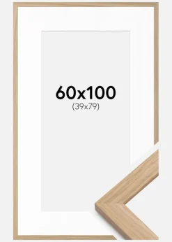 Ramme Oak Wood 60x100 cm - Passepartout Hvid 40x80 cm