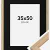 Ramme Oak Wood 35x50 cm - Passepartout Sort 25x35 cm