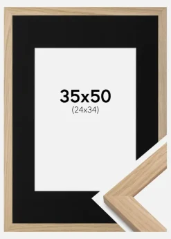 Ramme Oak Wood 35x50 cm - Passepartout Sort 25x35 cm