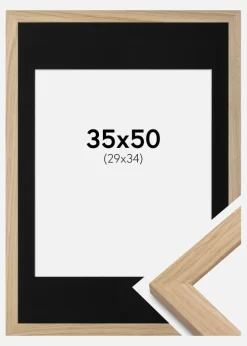 Ramme Oak Wood 35x50 cm - Passepartout Sort 30x35 cm
