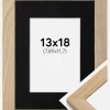 Ramme Oak Wood 13x18 cm - Passepartout Sort 3,5x5 inches