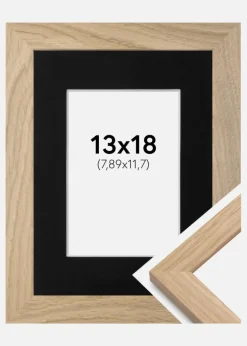 Ramme Oak Wood 13x18 cm - Passepartout Sort 3,5x5 inches