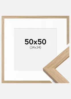 Ramme Oak Wood 50x50 cm - Passepartout Hvid 35x35 cm