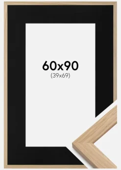 Ramme Oak Wood 60x90 cm - Passepartout Sort 40x70 cm