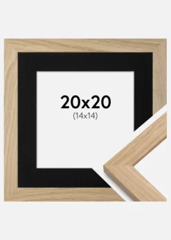 Ramme Oak Wood 20x20 cm - Passepartout Sort 15x15 cm